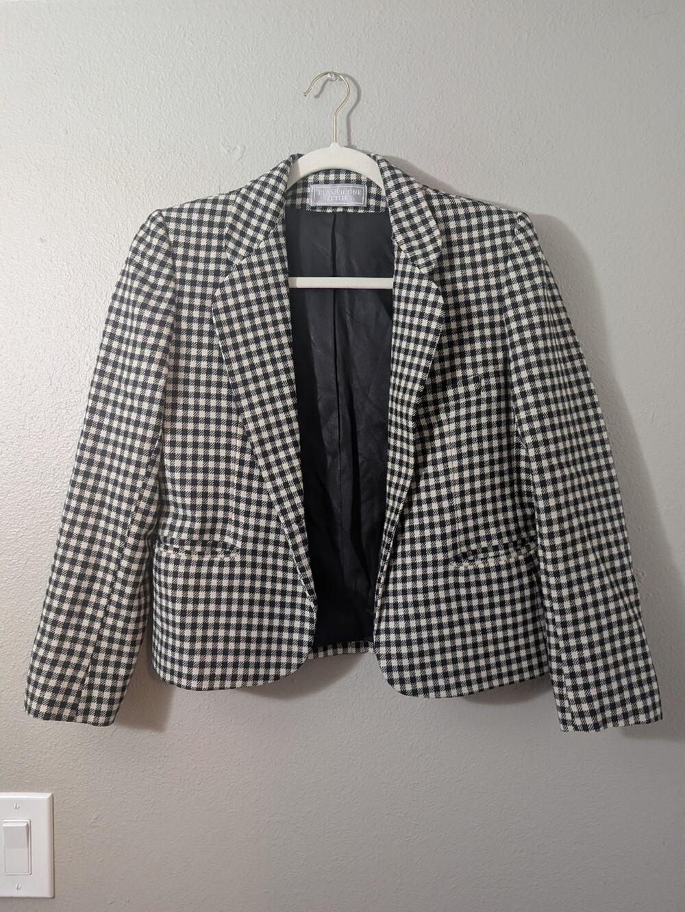 Evan Picone Petites Gingham Wool Blend Blazer | Size 8 Petite